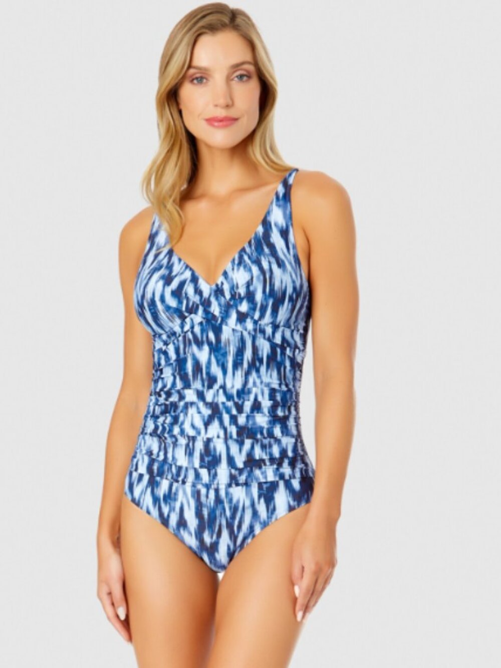 Anne Cole Women's Underwire Drape Front One Pice Swimsuit Blue Size 6 11727